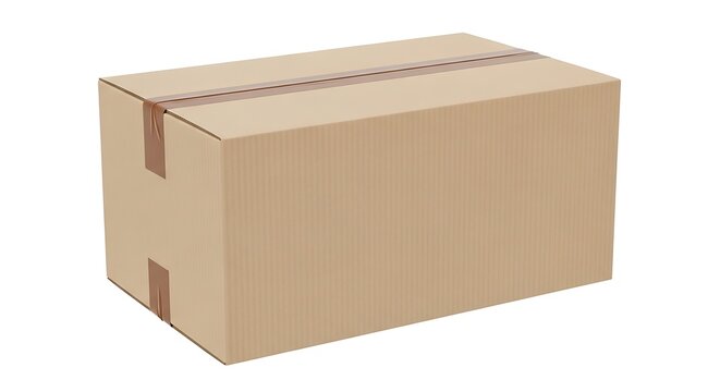 An isolated brown cardboard shipping carton is shown as a blank open paper package and a closed empty storage container for mail delivery, perfect for a white background object mockup