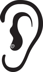 Black silhouette of a human ear with a swirl in the ear canal