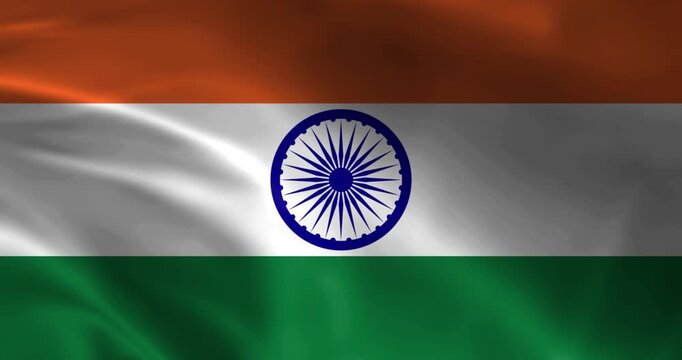 3D illustration of the national flag of India waving, seamless animated background. vibrant waving india national flag tricolor with ashoka chakra symbol representing patriotism for all