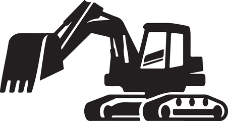 Black silhouette of an excavator