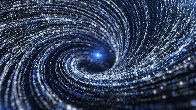 Elegant data particle vortex in blue and silver tones