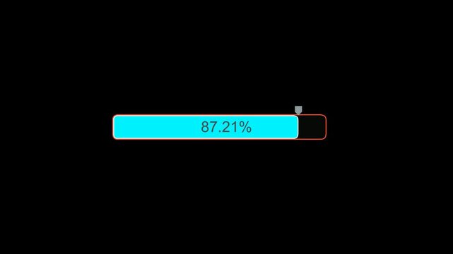 Loading animation asset in the alpha channel. Rectangle loading filling 100 percent isolated on black