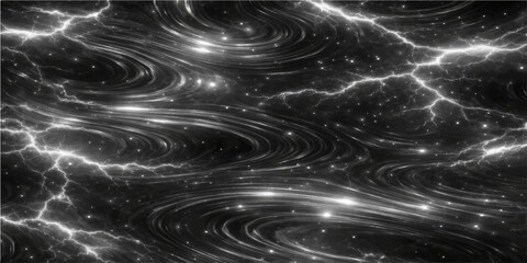 Mysterious cosmic vista of swirling nebulas, illuminated by radiant energy. © FANUSH