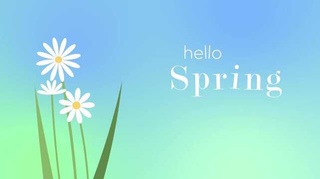 Hello Spring Floral Background with Gentle Wind and Blooming Flowers 4K Animation