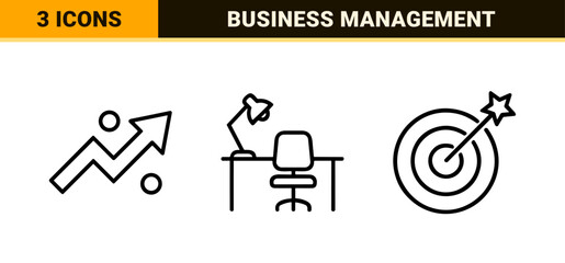 Fototapeta premium Corporate Business Management and Office Infrastructure Line Art Collection with Minimalist Geometric Monoline Symbols for Modern Workspace