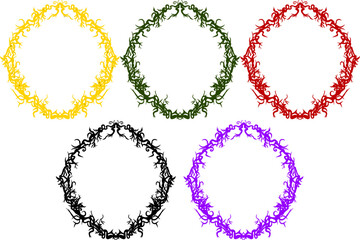 茨（いばら）のフレーム カラーバリエーションセット（魔女・ゴシック・ベクター素材集）：Thorn frame color variation set. Witchy gothic botanical vector collection bundle. © 透宵:Touyoi