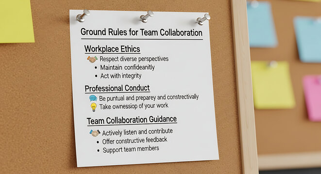 Essential ground rules and instruction note for effective team collaboration guidance within modern workplace ethics and professional conduct standards for corporate success and management