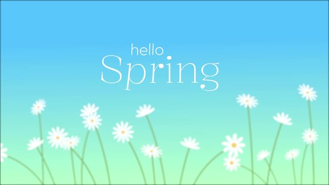 Hello Spring Floral Background with Gentle Wind and Blooming Flowers 4K Animation