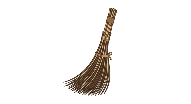 Sapu Lidi Tradisional Flat Design Vector