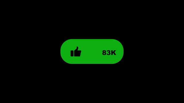 Green rounded rectangle button with a black thumbs up icon and the number 49 K in black against a black background