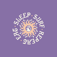 Naklejka premium Vintage surf design template for surf club, surf shop, surf merch.