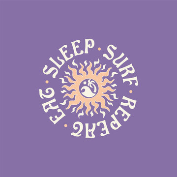 Vintage surf design template for surf club, surf shop, surf merch.
