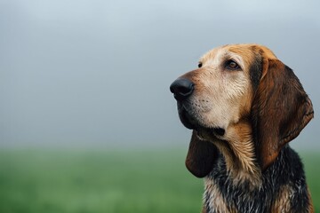 Naklejka premium Thoughtful Dog in a Mystical Landscape