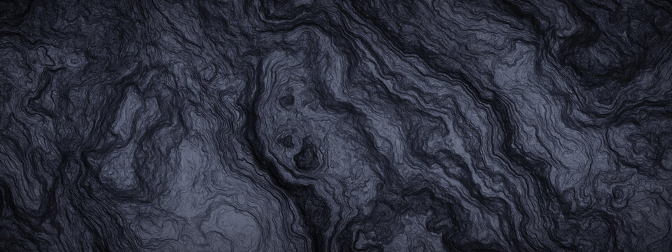 Abstract cooled volcanic lava background. Black basaltic rock surface