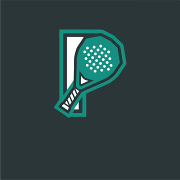 Tennis Racket Letter P Icon.