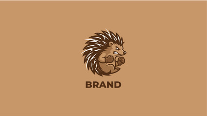 Fierce cartoon hedgehog mascot, showing an angry and determined spiky creature ready for action. Ideal for a powerful brand logo, gaming emblem, or competitive team identity © anwarch.std
