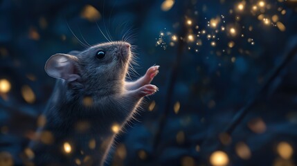 Naklejka premium Enchanting Mouse in Magical Forest Setting