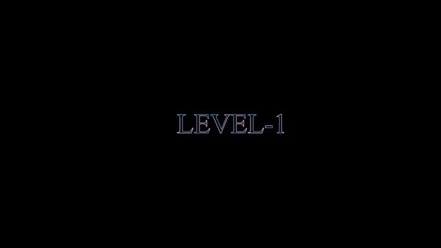 Level 1 Gaming Progress Text Animation on Black Background