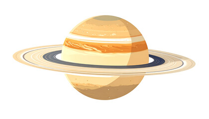 Fototapeta premium Cartoon illustration of a gas giant planet with prominent rings