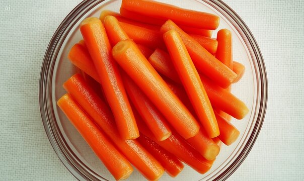 Orange carrot slices in glass bowl