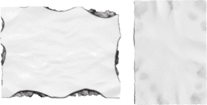 Halftone distressed old paper edge texture, vintage comic pop art style, rough and grainy background for design