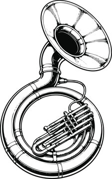 Sousaphone Line Art &ndash; Musical Instrument Illustration