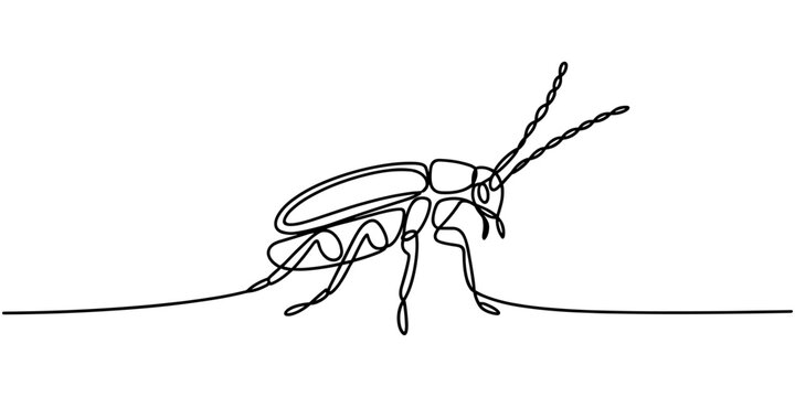 pest insect crawling continuous one line drawing, continuous line cockroach. pest cockroach drawn in one line. single line vector illustration, cockroach one line drawing, Cockroach continuous line