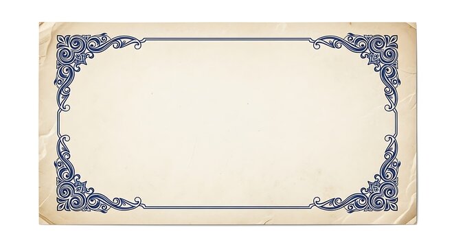 Vintage paper background with ornate blue decorative frame