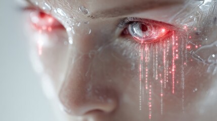Fototapeta premium Digital overload concept with AI anxiety and data pressure