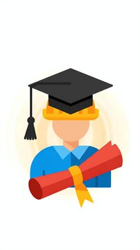 Graduation Concept with Engineering Hard Hat and Diploma Roll