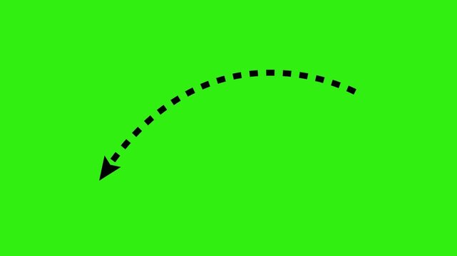 White hand drawn arrow icon pointing right on green screen background for vfx 2d animation