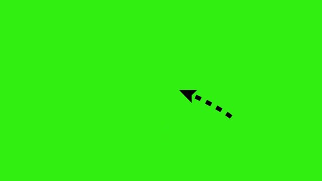 White hand drawn arrow icon pointing right on green screen background for vfx 2d animation
