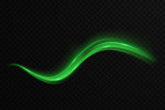 Green light spiral with space aura and glowing sparkles. Magic comet with sparkling dust shimmering light effects. Elegant green swirl PNG for holiday decoration and creative art.