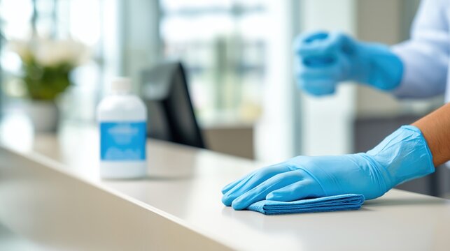 Professional Cleaning at Modern Workspace Reception