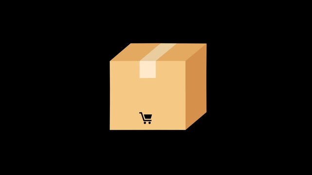 A simple 3D animation box falls in front of a transparent background, perfect for ecommerce and delivery services