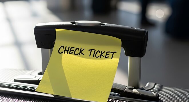 Check Ticket Reminder on Suitcase Handle for Airport Travel