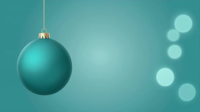 Hanging Teal Christmas Ornament with Soft Bokeh Lights in Minimalist Background
