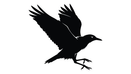 Obraz premium A striking black raven is depicted in mid flight wings spread wide creating a dramatic silhouette high quality professional detailed modern