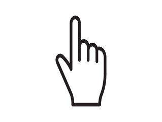 Obraz premium Pointing Hand Icon, Black Outline Vector, Click Gesture Symbol, Web Navigation Sign isolated on White Background