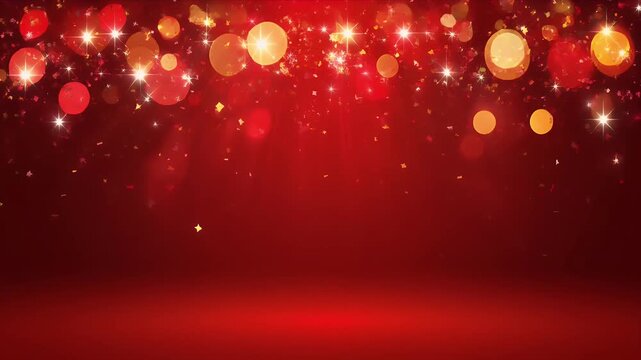 Bubbles Floating in Dark Red Glowing Atmosphere with Sparkling Light Effects