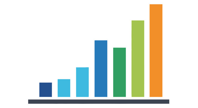 Colorful bar graph illustration showing increasing data points and growth visualization