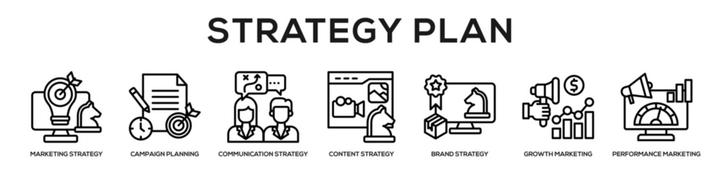 Strategy Plan web banner icon illustration concept