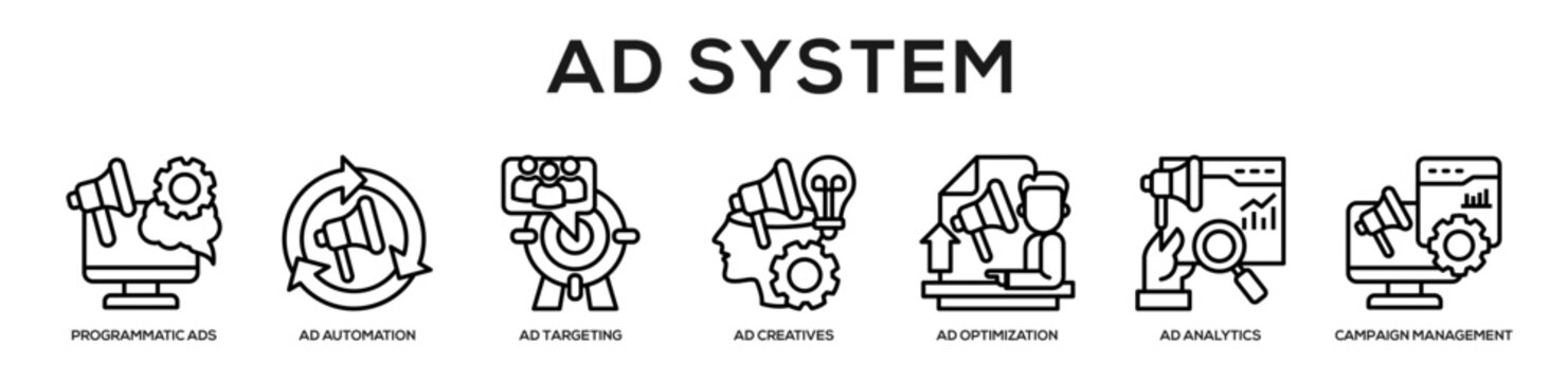 Ad System web banner icon illustration concept