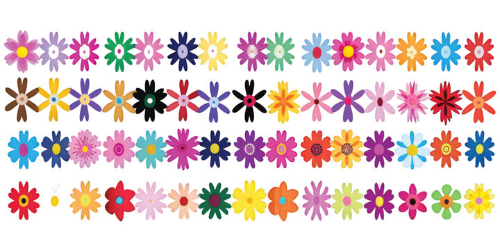 Colorful geometric patterns arranged in a vibrant grid layout