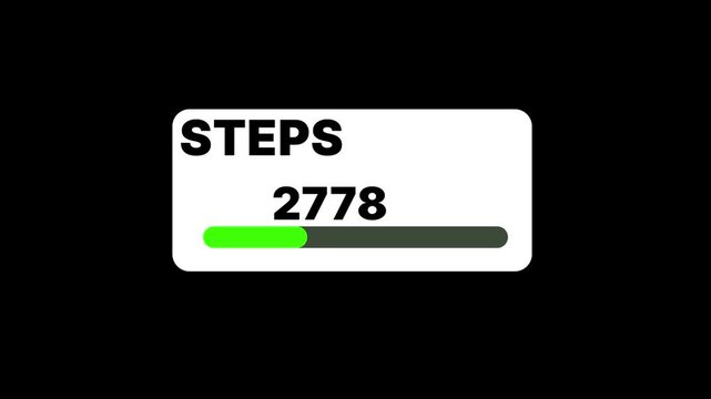 Foot steps counter animation on transparent background. 0 to 5000 foot steps count with alpha channel.