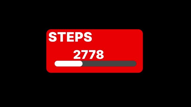 Foot steps counter animation on transparent background. 0 to 5000 foot steps count with alpha channel.