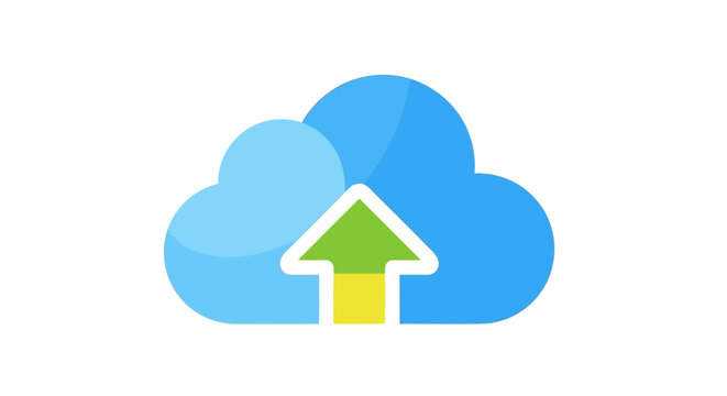 Cloud icon with green arrow uploading data