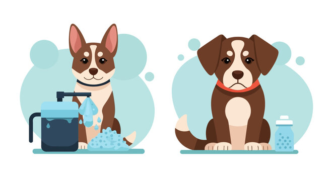 Brown and white dogs clean bathing.