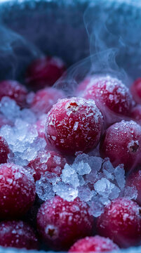 Ar&aacute;ndanos rojos sobre hielo fr&iacute;o
