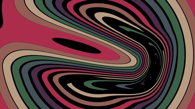 Retro curved lines. High width bended in 3d space. Groovy optical illusion video animation